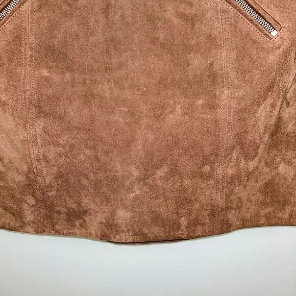 Blank NYC Suede Short Mini Skirt Coffee Bean Brown Tan Zip Detail Women's sz 27 - Picture 8 of 12